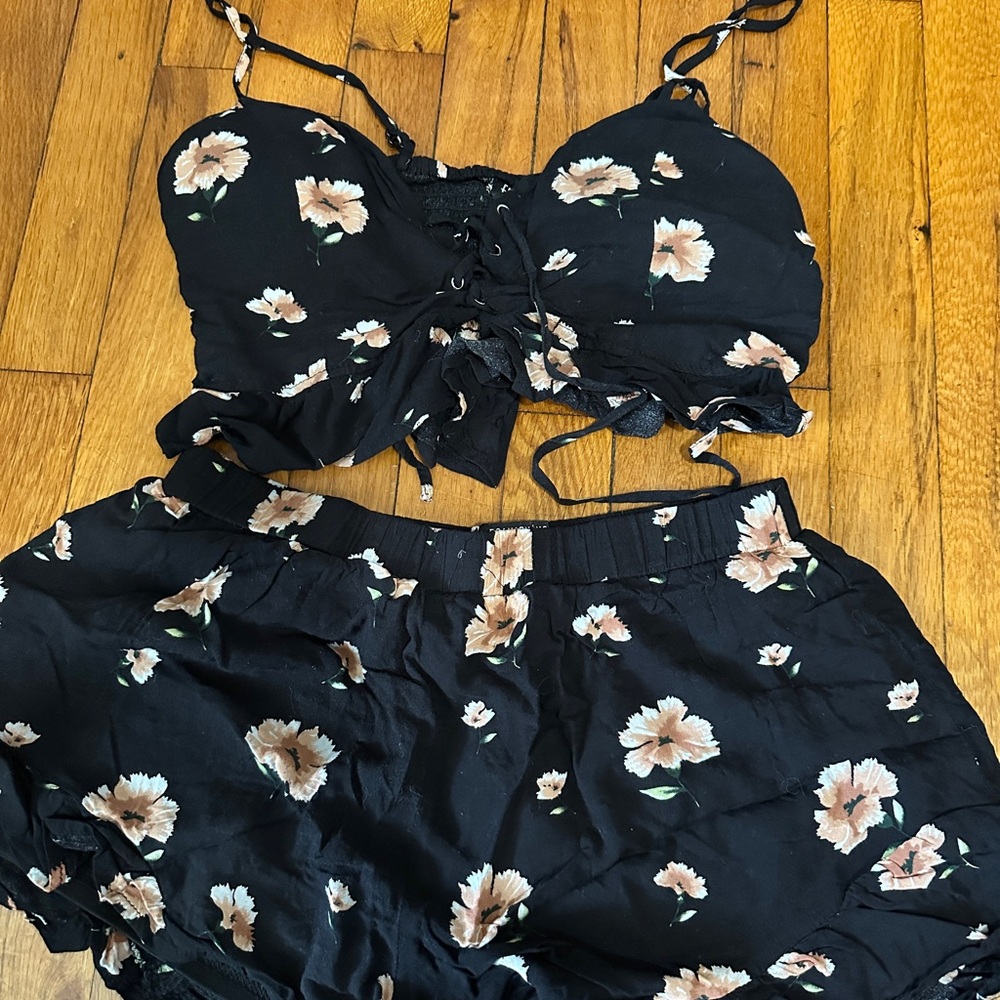 Fashion Nova Pink and White Ruffled Bustier Camisole